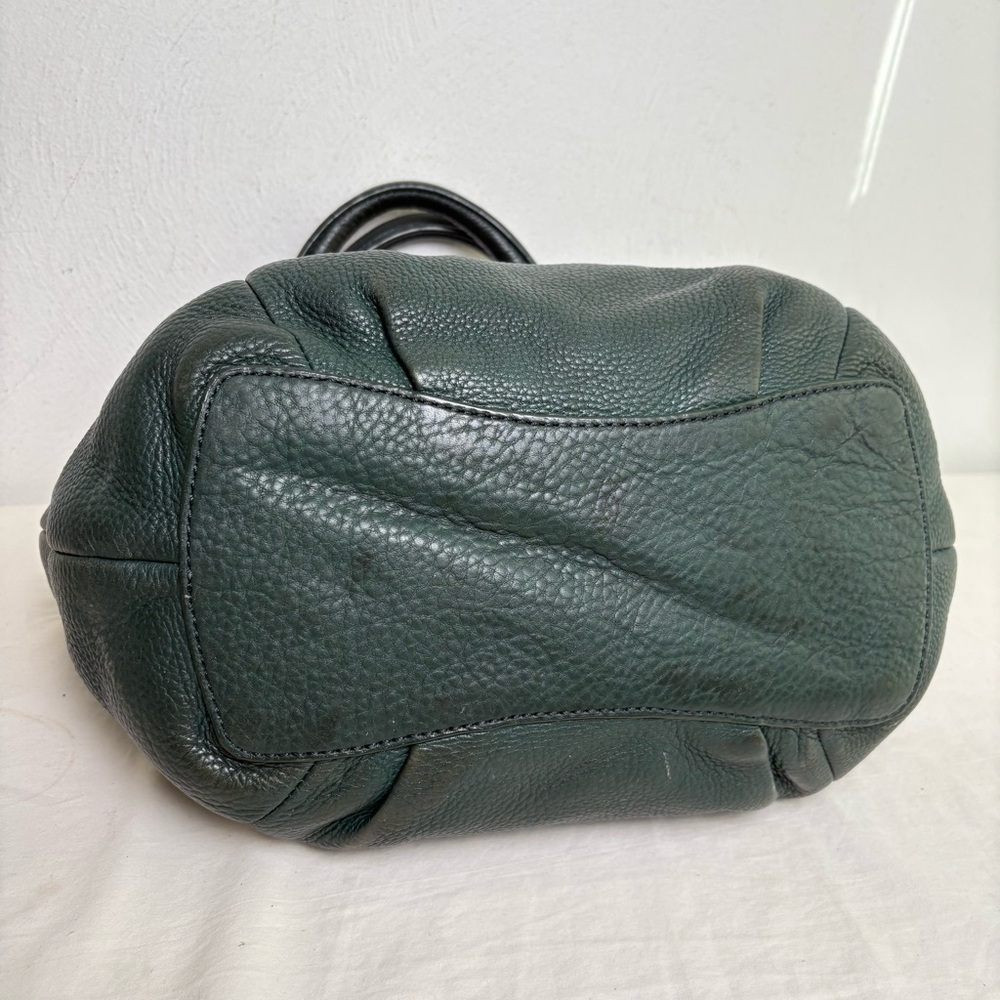 J. CREW Forest Green Pebbled Leather Brompton Hobo Satchel Crossbody Bag Purse - Picture 4 of 13